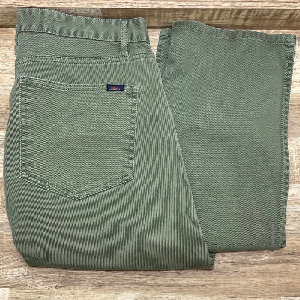 Faherty Brand Mens 34 Olive Green 5-Pocket Straight Leg Twill Pants Stretch 33"